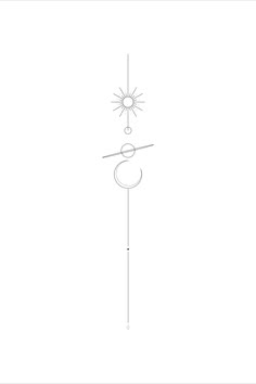 a line drawing of a sun and moon on a pole