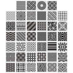 a large collection of black and white geometric designs, each with different shapes to choose from