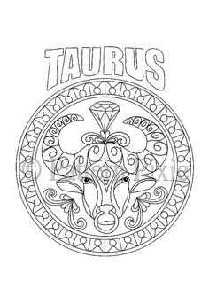 the zodiac sign taurus is depicted in this coloring page for adults and children to color