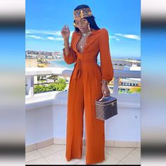 Nwt Burnt Orange Jumpsuit. No Stretch. Tall Girl Friendly. No Flaws. Fitted Long Sleeve Summer Pantsuit, Summer Long Sleeve Fitted Pantsuit, Chic Long Sleeve Summer Pantsuit, Chic Summer Long Sleeve Pantsuit, Chic Summer Pantsuit With Long Sleeves, Elegant Fitted Jumpsuits And Rompers For Day Out, Elegant Long Sleeve Jumpsuits For Day Out, Chic Long Sleeve Jumpsuits And Rompers For Day Out, Fitted Jumpsuits And Rompers For Fall Day Out