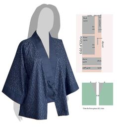 Kimono Outer Pattern Sewing, Pola Outer Kimono, Kimono Top Pattern, Easy Kimono Pattern, Japanese Sewing Patterns Free, Diy Kimono Pattern, Kimono Robe Sewing Pattern, Kimono Jacket Pattern Free, Kimono Jacket Diy