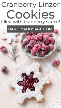 cranberry linzer cookies filled with cranberry sauce