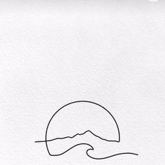 a white paper with a black line drawing of a wave in the ocean on it