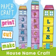 paper craft print out make house name craft