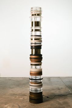 a tall stack of stacked objects on top of each other