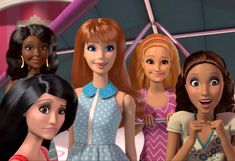 the barbie dolls are all dressed up and ready to be played in this video game