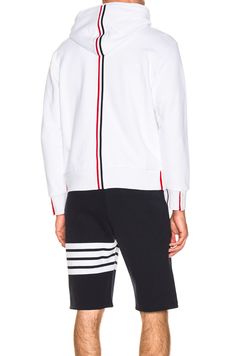 THOM BROWNE THOM BROWNE BACKSTRIPE ZIP HOODIE IN WHITE. #thombrowne #cloth Mens Smart Casual Outfits, Mens Business Casual Outfits, Mens Business, Stylish Man, Smart Casual Men, Mens Fashion Rugged, Mens Fashion Urban, French Terry Hoodie, Smart Casual Outfit