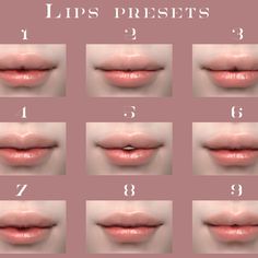 lips are shown with the numbers on each lip and how to put them in different positions