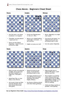 the chess moves - beginner's check sheet is shown in blue and white