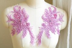 A259b Lilac Handmade Beaded Lace Appliqués, Light Purple 3D Lace Patch Mirrored Pair for Lyrical Dancing Costume Lace Applique Prom Dress by LaceLoveLife on Etsy Ballroom Gowns, Beaded Applique, Rhinestone Studs, Beaded Lace, Light Purple, Headpiece