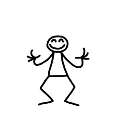 a black and white drawing of a person with arms outstretched in front of his head