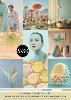 a collage of different images with the words plant based pastels / 2055