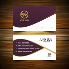 a business card with an elegant design on wood grained background, suitable for printing