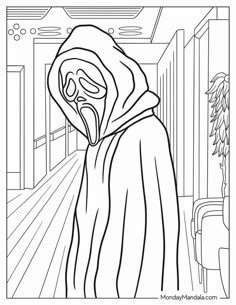 a drawing of a person in a hooded jacket with his mouth open and tongue out