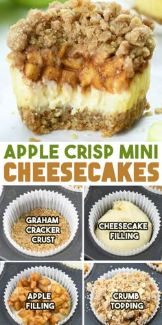 apple crisp mini cheesecakes recipe with instructions to make them in the microwave or oven