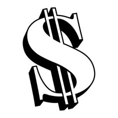 a black and white photo of a dollar sign