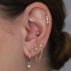 Tragus Piercing Earrings, Constellation Piercings, Ear Peircings, Curated Ear, Ear Crawler, Multiple Ear Piercings