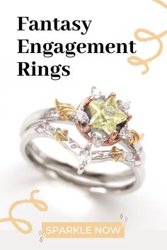 an engagement ring is shown with the words, fantasy engagement rings sparkle now on it