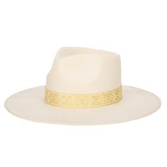 Love At First Sight- Women's Wool Felt Fedora Gold Jacquard Band-FEDORA-San Diego Hat Company White Fedora, Wide Brim Hat Summer, Sand Collection, Bridal Hat, Fall Hats, Felt Fedora, Lots Of Love, Love At First, Dress Hats