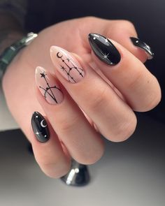 Luminary Nail Systems (@luminary_nail_systems) • Instagram photos and videos Unique Nails Black, Black Nail Design, Black Almond Nails, Black Gel Nails, Fancy Nail Art, Black Coffin Nails, Hard Gel Nails