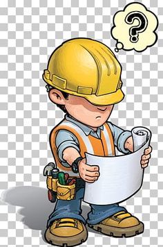 a construction worker holding a blueprint and thinking about question mark png clipart