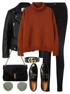 "Untitled #3218" by elenaday ❤ liked on Polyvore featuring Acne Studios, Pieces, Gucci, Yves Saint Laurent and Ray-Ban Black Loafers Outfit, Outfits Cold, Loafers Outfit, Farmhouse Modern, Outfit Jeans, Outfits Casual, Fashion Mode