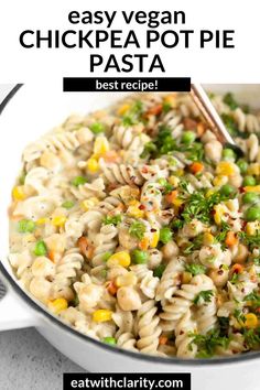 Vegan Chickpea Pot Pie Pasta Chickpea Pot Pie, Pot Pie Pasta, Vegan Chickpea, Chickpea Pasta, Vegan Pasta Recipes, Favorite Dinner, Healthy Comfort, Chickpea Recipes, Vegan Comfort Food