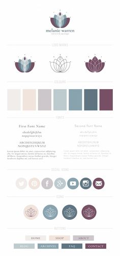 an info sheet with different colors and symbols for the design process, including water lilies