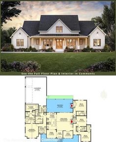 two story house plans with an open floor plan for the front and back of the house