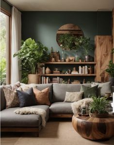 a living room filled with lots of furniture and plants