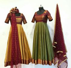 Geethika Kanumilli, Pattu Dress, Ideas For Clothes, Silk Dress Design, Yellow Anarkali, Hippie Chic Fashion, Long Frock