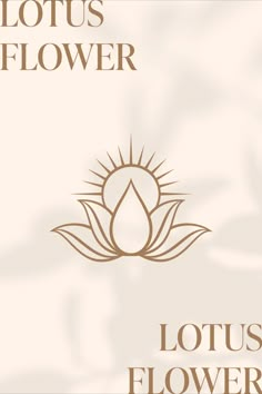 lotus flower with the words lotus flower written in gold on it's white background