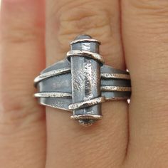 Great vintage condition.  SMS 925 Sterling Silver Vintage Modernist Scroll Oxidized Ring Size 6.75  Weight: 11.0g   WELCOME TO PAWN SHOP We are an actual pawn shop and have been in business for over 25 years. Since 1990, our establishment has been serving a variety of clients by providing them with short term cash solutions and options of liquidity regarding their treasured heirlooms. Acknowledging that today′s customers are very sophisticated and are looking for a variety of investments, our ac Modernist Sterling Silver Jewelry For Gifts, Modernist Sterling Silver Engraved Jewelry, Modernist Gold Sterling Silver Jewelry, Modernist Sterling Silver Bracelet With Polished Finish, Modernist Hand-cast Sterling Silver Jewelry, Oxidized Ring, Modernist Jewelry, Pawn Shop, 25 Years