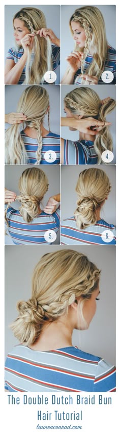 How-To: The Double Dutch Braid Bun Festival Hair Tutorial, Sanggul Modern, Lilla Rose, Hair Bun Tutorial, Braided Bun Hairstyles, Fishtail Braid, Hair Help, Braided Bun, Easy Braids