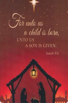 a christmas card with an image of the birth of jesus and baby jesus in his manger