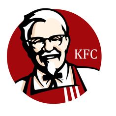 the kfc logo with an older man wearing glasses