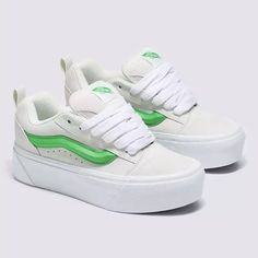 White Low-top Platform Skate Shoes, Vans White Skate Shoes With Round Toe, White Platform Skate Shoes With Round Toe, White Synthetic Vans Skate Shoes, White Vans Synthetic Skate Shoes, How To Tie Shoes, Crocs Fashion, Custom Shoes Diy