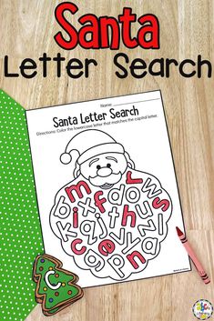 a santa letter search is on the table next to a green tie