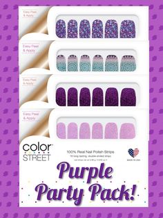 Nail Party, Rusty Nails, Purple Nail Art, Purple Nail, Purple Party, Short Nails Art, Party Nails