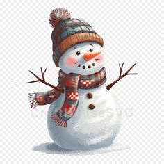 a snowman wearing a hat and scarf