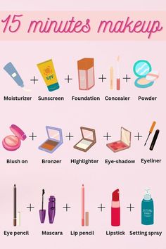 Discover a simple 15-minute makeup routine perfect for beginners. Get ready to enhance your natural beauty with these easy-to-follow steps. #makeuptips #beginnersguide #naturalbeauty #makeuproutine #quickandeasy How To Make You Look Pretty, Make Up For Beginners Products, 15 Minute Makeup Routine, Make Up Steps In Order, Makeup Needs For Beginners, What Order To Apply Makeup, Makeup Order Of Application, Cute Nails For Back To School, Simple Makeup Products