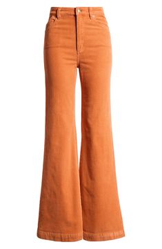 Rock a retro vibe in stretch-kissed corduroy pants fashioned with fabulously flared legs. Zip fly with button closure Five-pocket style 99% cotton, 1% elastane Machine wash, line dry Imported Burnt Orangw Pants, 70s Inspired Wide Leg Flare Jeans For Fall, Retro Cotton Flares For Fall, Fall Flare Corduroy Pants, Fall Corduroy Flare Pants, Flare Corduroy Pants For Fall, Mid-rise Cotton Flares For Fall, 70s Inspired Cotton Pants For Fall, 70s Inspired Cotton Bottoms For Fall