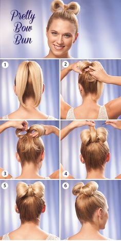 Hair Bow Bun, Disney Hairstyles, Diy Updo, Bow Bun, Hair Bun Tutorial, Hair Diy, Wacky Hair, Long Hair Color, Pinterest Hair