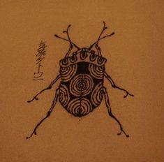 a drawing of a bug with spiral designs on it