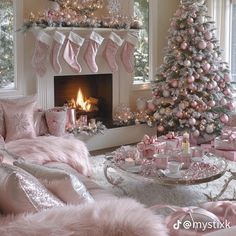 Pink Christmas Aesthetic, Pink Marshmallows, Christmas Dreaming, Pink Xmas, Classy Christmas, Christmas Room Decor, Christmas Living Rooms, Christmas Inspo