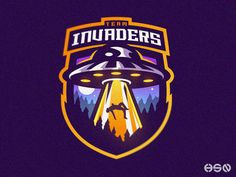 the logo for team thunders with an alien spaceship flying through it's center