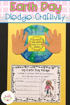 an earth day poster with two hands on it