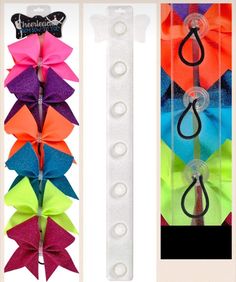 three different types of bows are shown in the same box and on each side is an ad for cheerbowswandbeyon com