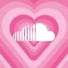 a heart shaped cloud is in the middle of a pink and white background with hearts