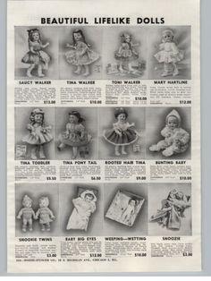 an old advertisement for dolls from the 1950's